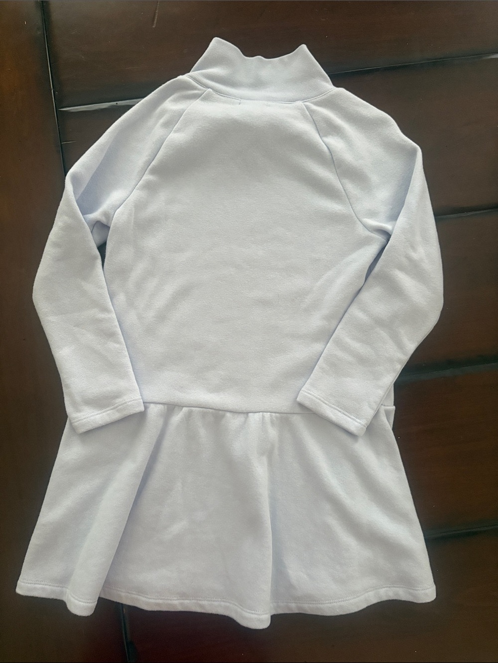 J Crew Crewcut Girls' Light Blue Long Sleeve Button-Shoulder Dress - Picture 5 of 6
